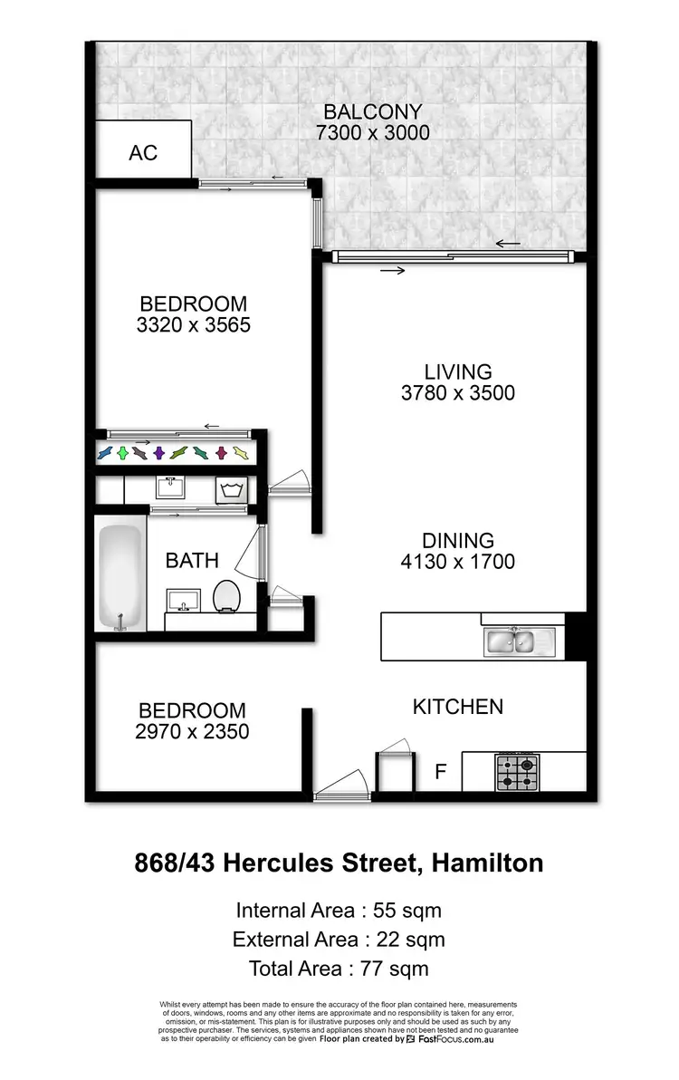 Floorplan of Homely apartment listing, 868/43 Hercules Street, Hamilton QLD 4007
