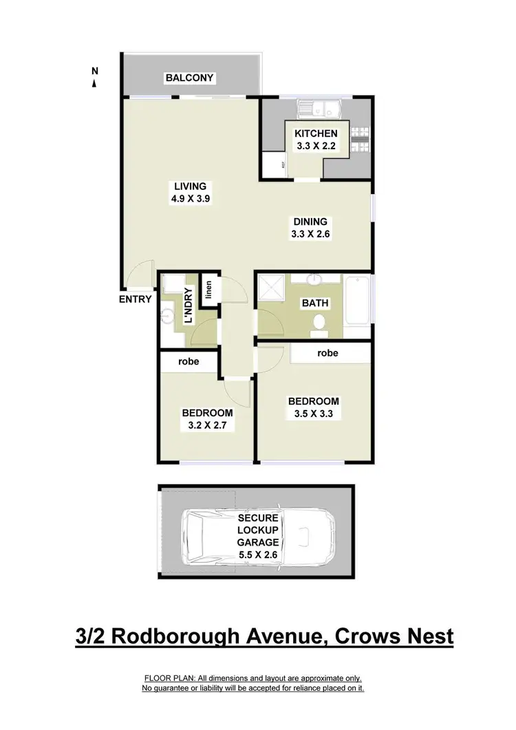 Floorplan of Homely apartment listing, 3/2 Rodborough Avenue, Crows Nest NSW 2065