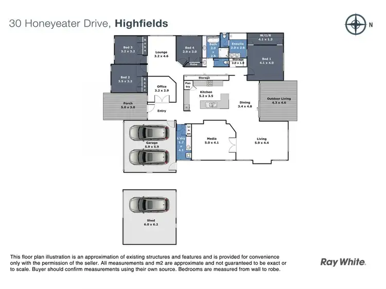 Floorplan of Homely house listing, 30 Honeyeater Drive, Highfields QLD 4352
