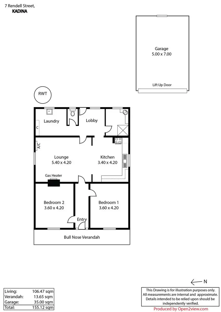 Floorplan of Homely house listing, 7 Rendell Street, Kadina SA 5554