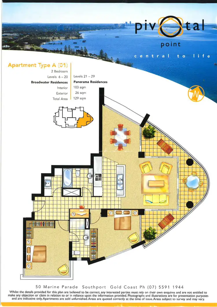 Floorplan of Homely apartment listing, 1401/50 'Pivotal Point', Marine Parade, Southport QLD 4215