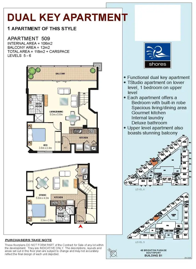 Floorplan of Homely apartment listing, 509/1 Como Crescent, Southport QLD 4215