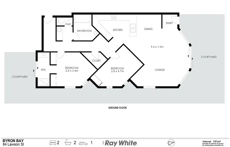 Floorplan of Homely unit listing, 1/84 Lawson Street, Byron Bay NSW 2481