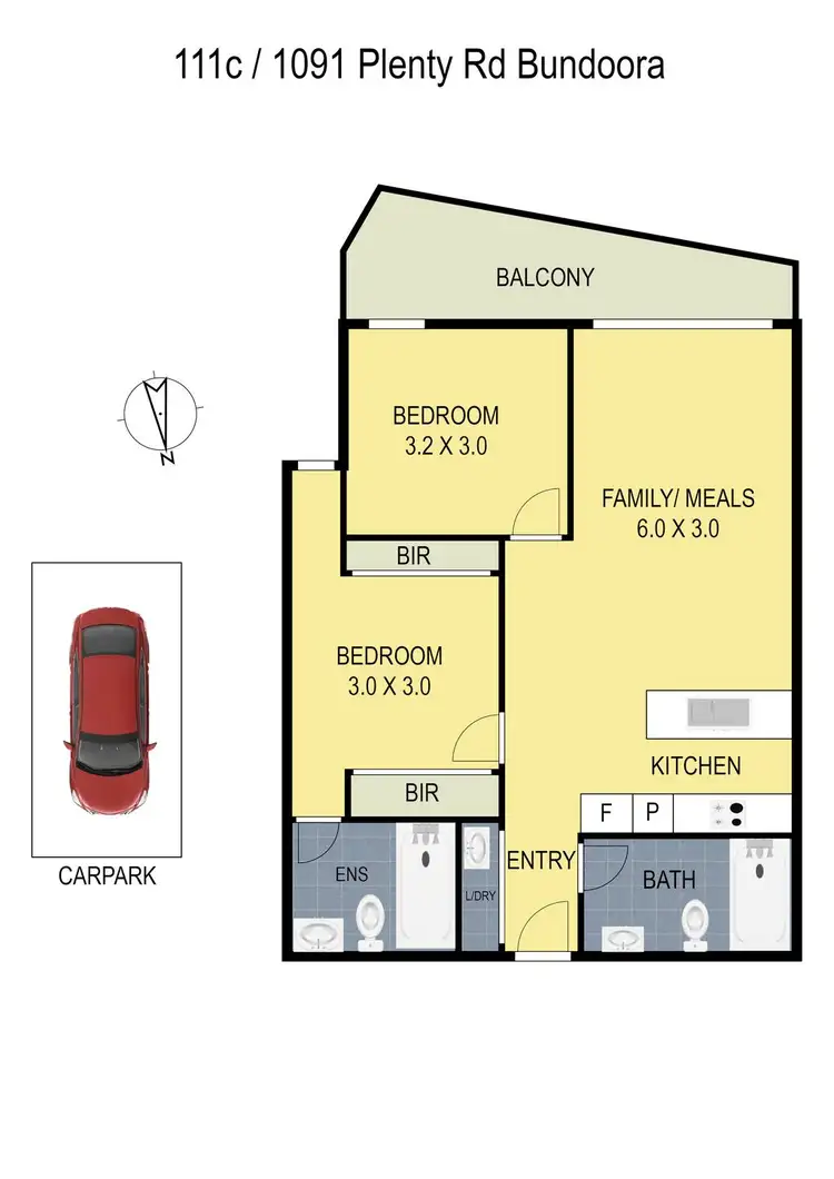 Floorplan of Homely apartment listing, 111C/1091 Plenty Road, Bundoora VIC 3083
