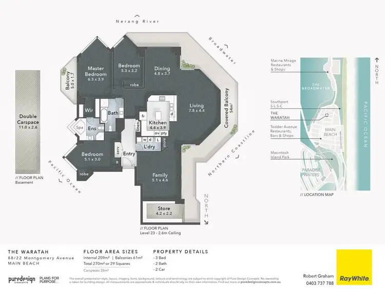 Floorplan of Homely apartment listing, 88 'Waratah' 22 Montgomery Avenue, Main Beach QLD 4217