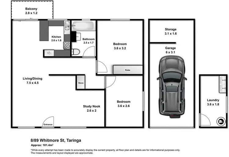 Floorplan of Homely unit listing, 8/89 Whitmore Street, Taringa QLD 4068