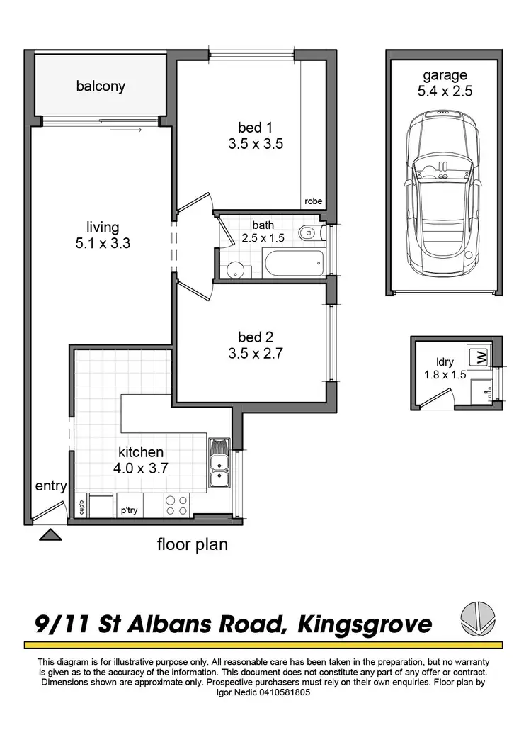 Floorplan of Homely unit listing, 9/11 St Albans Road, Kingsgrove NSW 2208