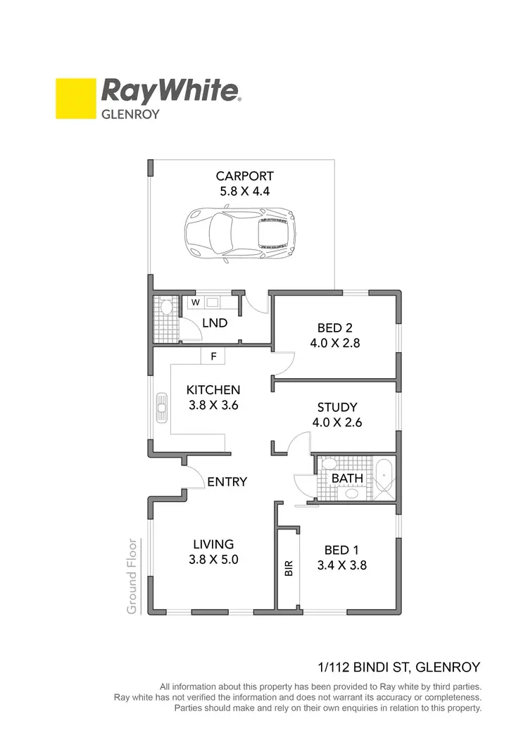 Floorplan of Homely unit listing, 1/112 Bindi Street, Glenroy VIC 3046