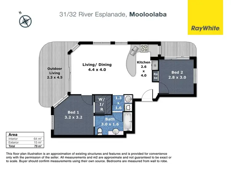 Floorplan of Homely unit listing, 31/32 River Esplanade, Mooloolaba QLD 4557