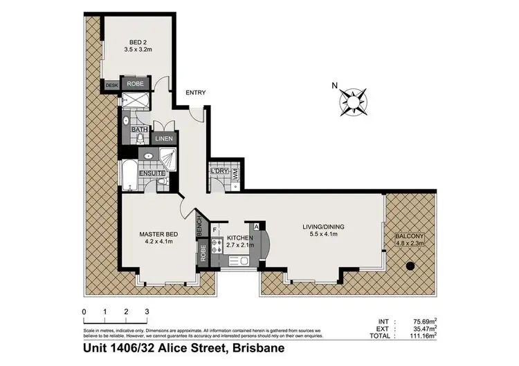 Floorplan of Homely apartment listing, 1406/132 Alice Street, Brisbane QLD 4000