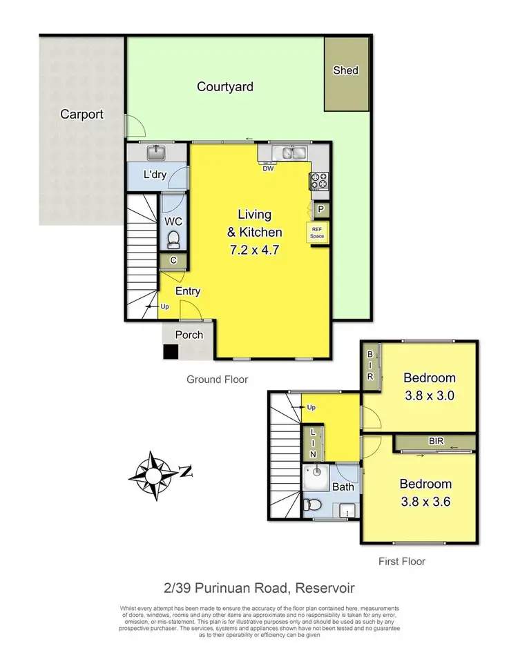 Floorplan of Homely townhouse listing, 2/39 Purinuan Road, Reservoir VIC 3073