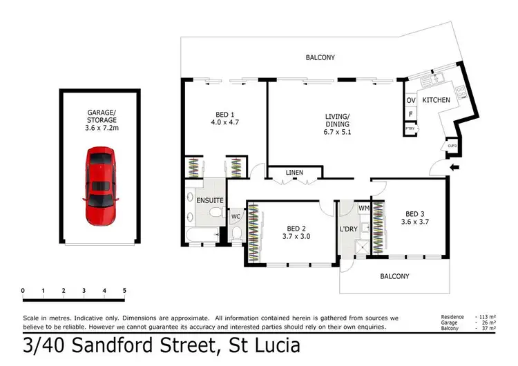 Floorplan of Homely apartment listing, 3/40 Sandford Street, St Lucia QLD 4067