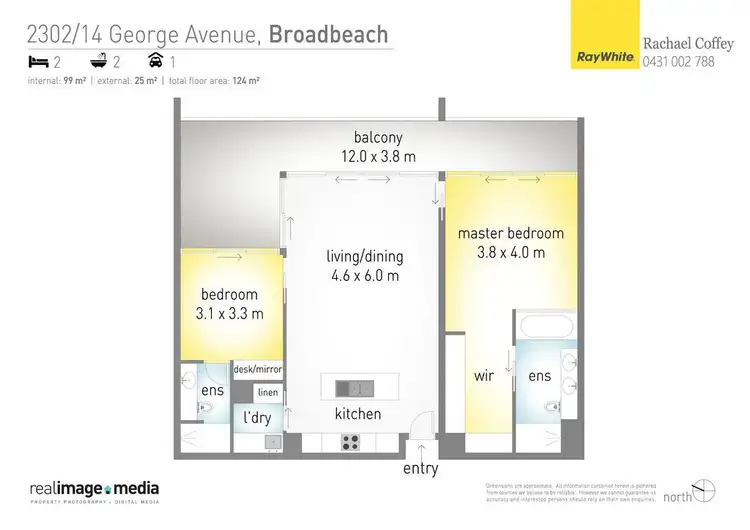 Floorplan of Homely apartment listing, 2302 'Ultra' 14 George Avenue, Broadbeach QLD 4218