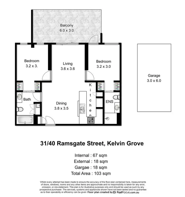 Floorplan of Homely unit listing, U31/40 Ramsgate Street, Kelvin Grove QLD 4059