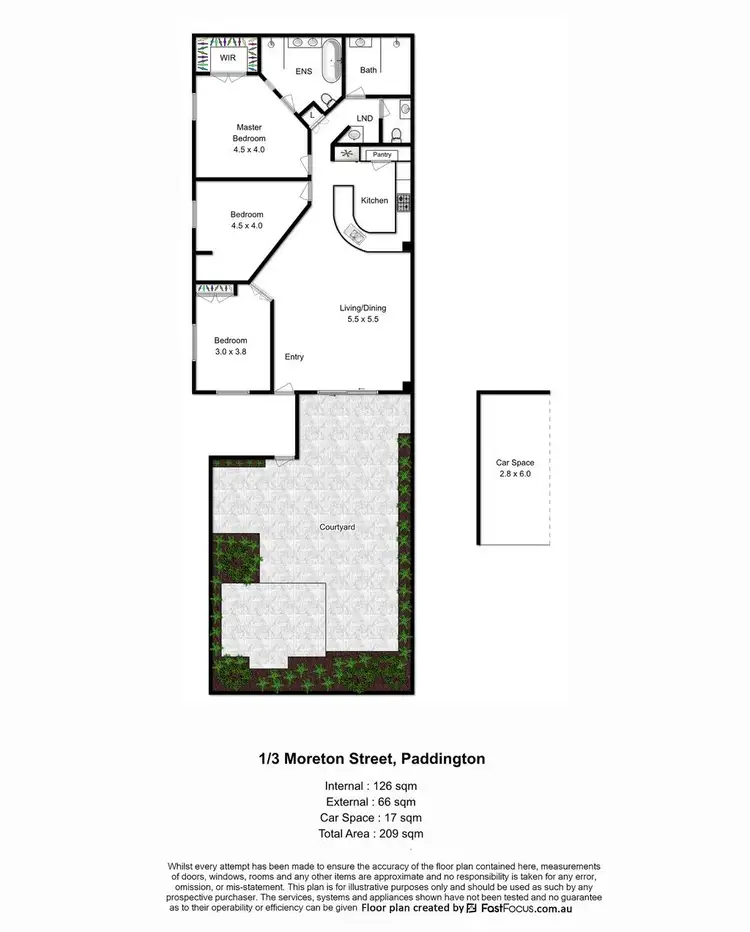 Floorplan of Homely unit listing, 1/3 Moreton Street, Paddington QLD 4064