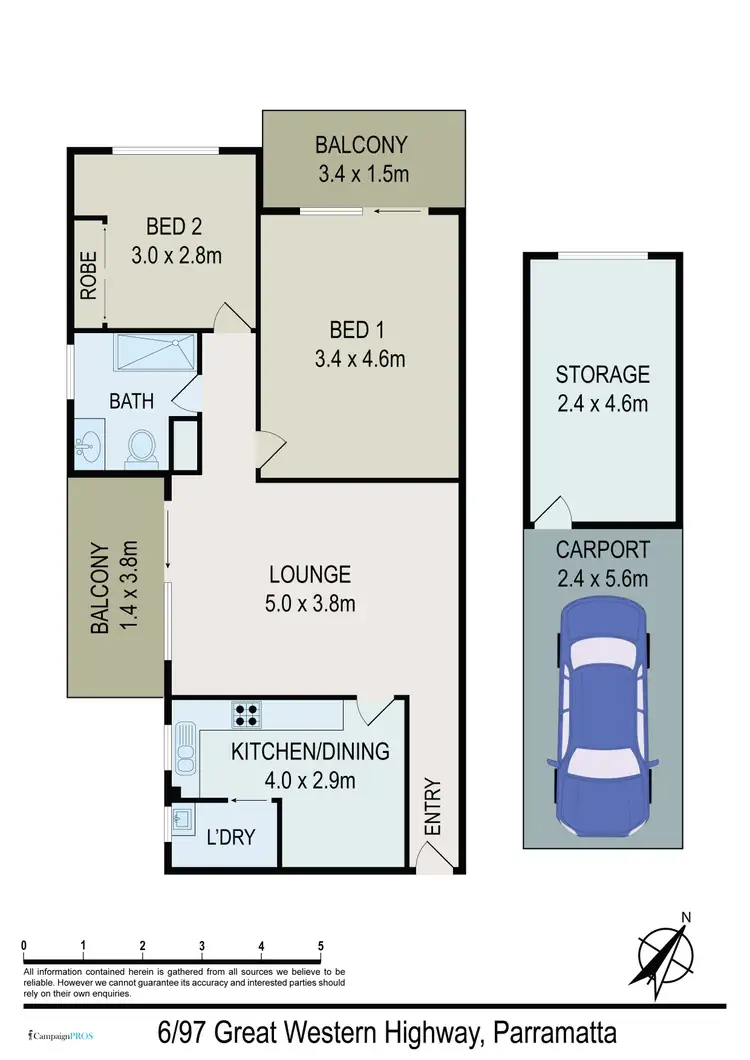 Floorplan of Homely unit listing, 6/97 Great Western Highway, Parramatta NSW 2150