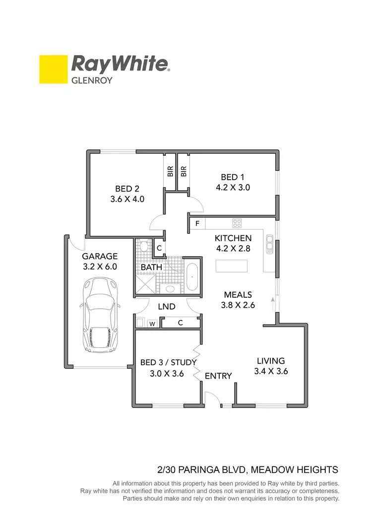 Floorplan of Homely unit listing, 2/30 Paringa Boulevard, Meadow Heights VIC 3048