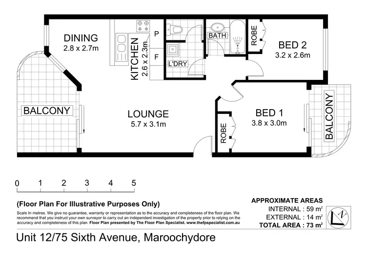 Floorplan of Homely unit listing, 12/75 Sixth Avenue, Maroochydore QLD 4558