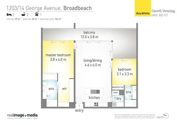 Floorplan of Homely unit listing, 1203 'Ultra' 14 George Avenue, Broadbeach QLD 4218
