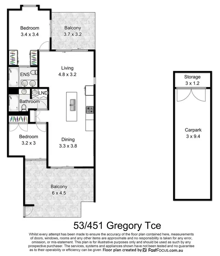 Floorplan of Homely apartment listing, 53/451 Gregory Terrace, Spring Hill QLD 4000