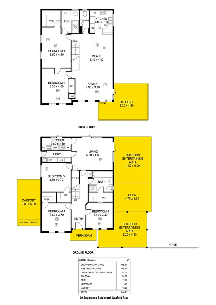 Floorplan of Homely house listing, 70 Esperance Boulevard, Seaford Rise SA 5169