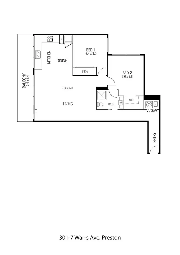 Floorplan of Homely apartment listing, 301/7 Warrs Avenue, Preston VIC 3072
