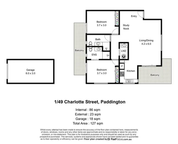 Floorplan of Homely unit listing, 1/49 Charlotte Street, Paddington QLD 4064