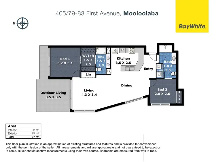 Floorplan of Homely unit listing, 405/79-83 First Avenue, Mooloolaba QLD 4557