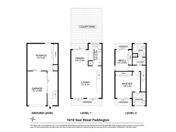 Floorplan of Homely townhouse listing, 15/18 Seal Street, Paddington QLD 4064