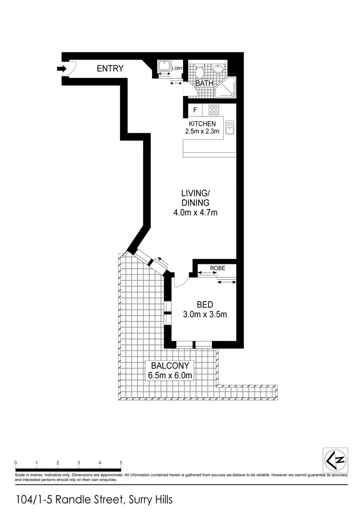 Floorplan of Homely apartment listing, 104/1-5 Randle Street, Surry Hills NSW 2010