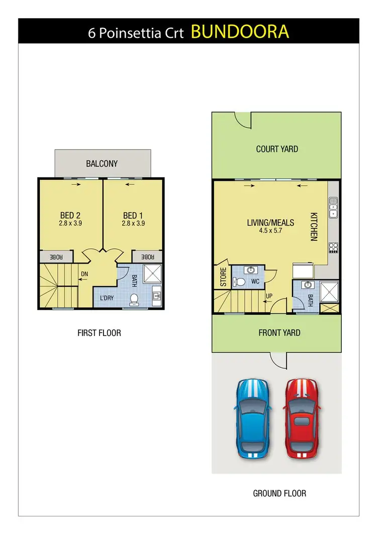 Floorplan of Homely townhouse listing, 6 Poinsettia Court, Bundoora VIC 3083
