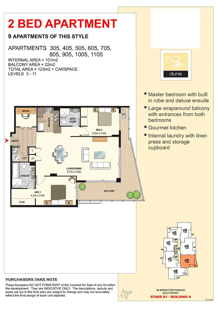 Floorplan of Homely apartment listing, 305/1 Aqua Street, Southport QLD 4215