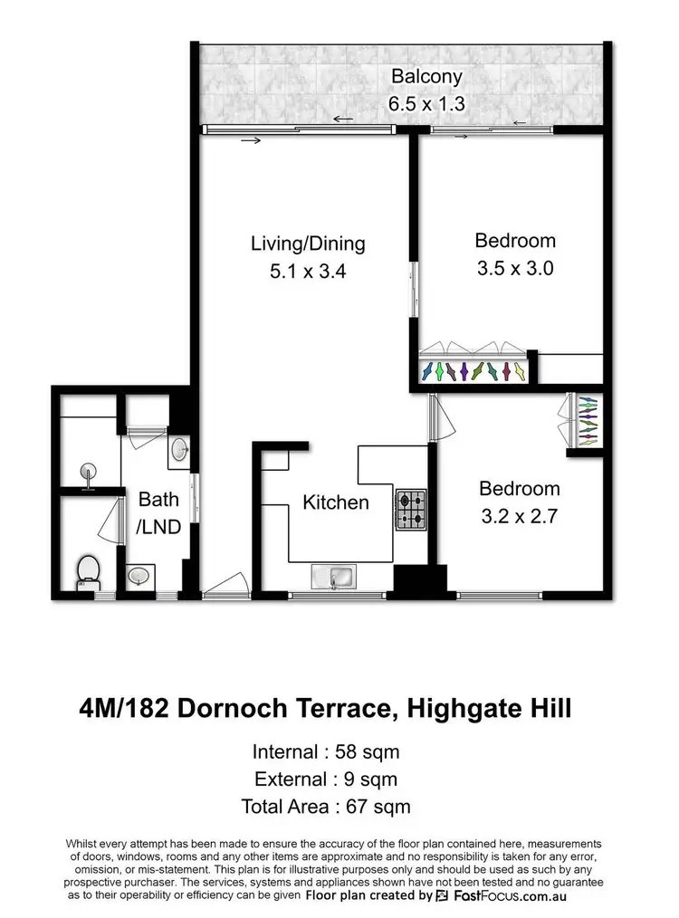 Floorplan of Homely apartment listing, 4M/182 Dornoch Terrace, Highgate Hill QLD 4101