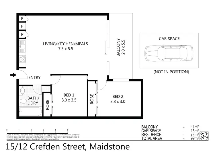 Floorplan of Homely house listing, 15/12 Crefden Street, Maidstone VIC 3012