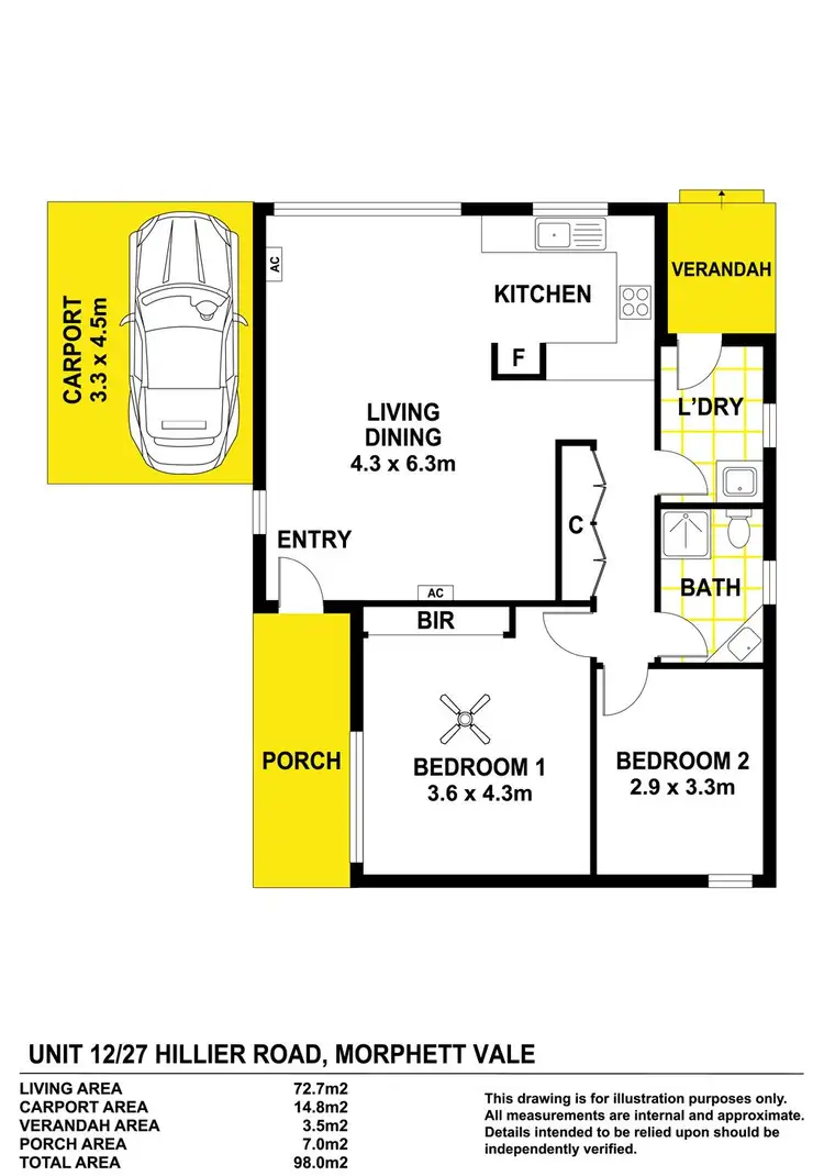Floorplan of Homely unit listing, 12/27 Hillier Road, Morphett Vale SA 5162