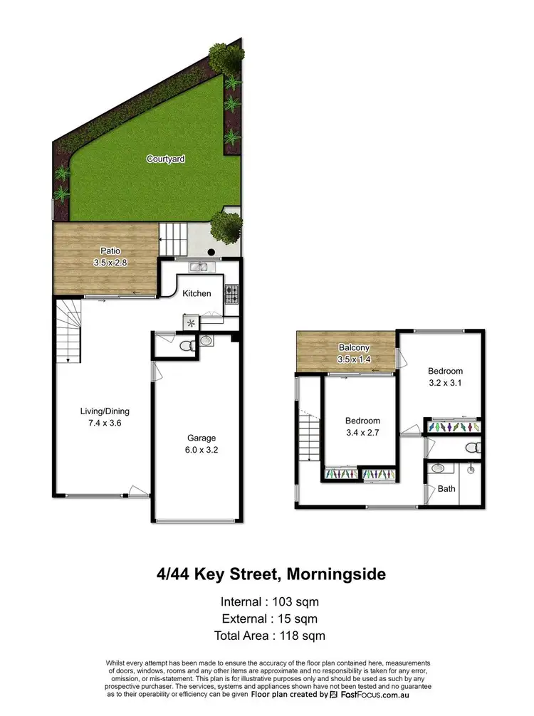 Floorplan of Homely townhouse listing, 4/44 Key Street, Morningside QLD 4170