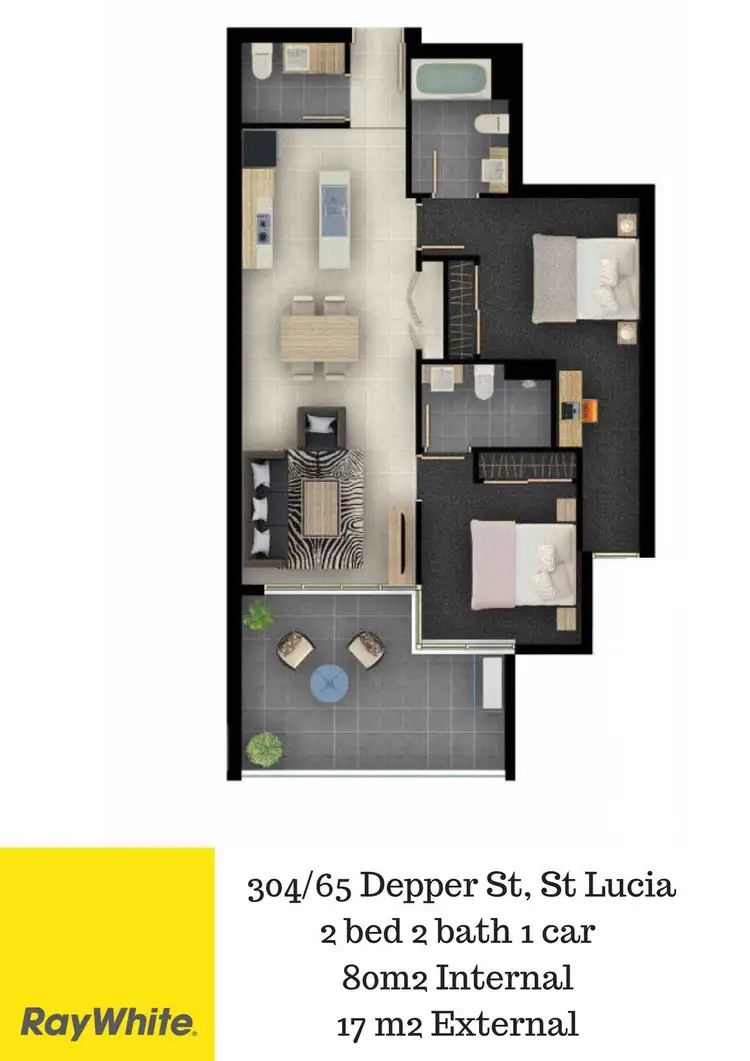 Floorplan of Homely apartment listing, 304/65 Depper Street, St Lucia QLD 4067