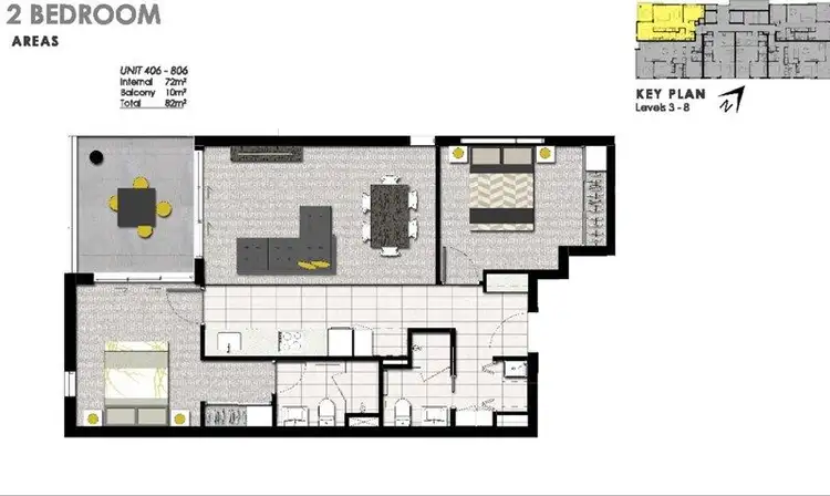 Floorplan of Homely unit listing, 806/46-48 Manning Street, South Brisbane QLD 4101