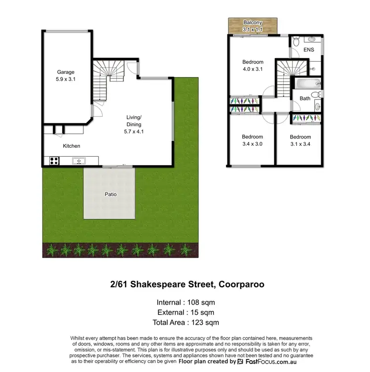 Floorplan of Homely townhouse listing, 2/61 Shakespeare Street, Coorparoo QLD 4151