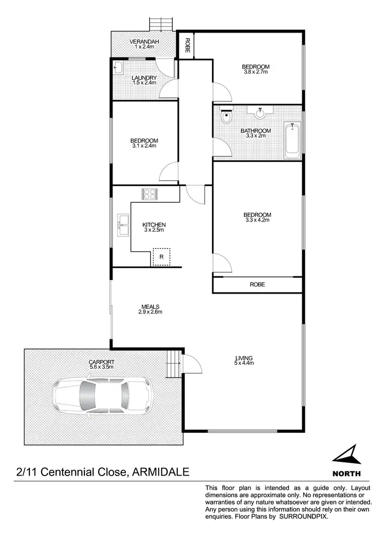 Floorplan of Homely unit listing, 2/11 Centennial Close, Armidale NSW 2350