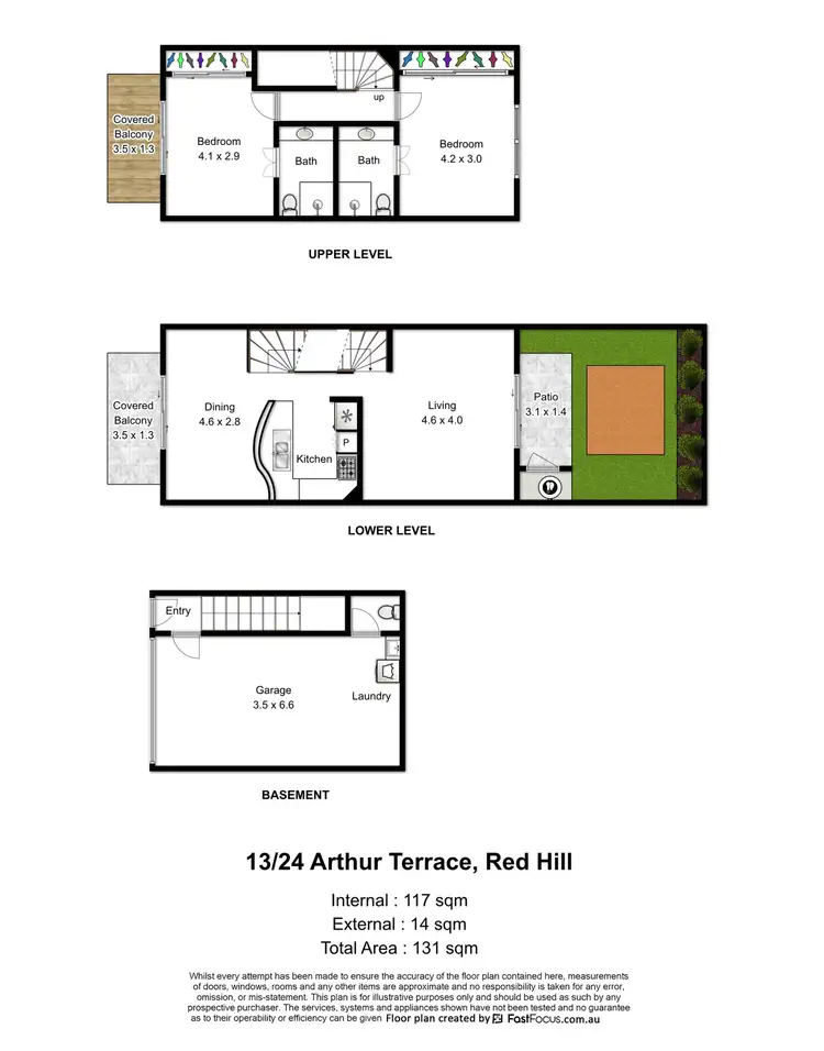 Floorplan of Homely townhouse listing, 13/24 Arthur Terrace, Red Hill QLD 4059