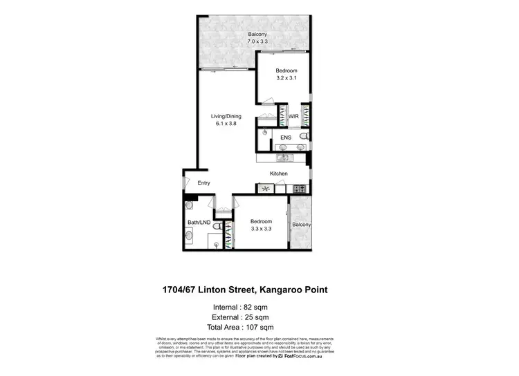 Floorplan of Homely unit listing, 1704/67 Linton Street, Kangaroo Point QLD 4169