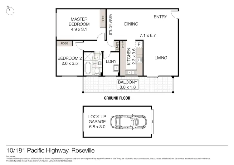 Floorplan of Homely unit listing, 10/181 Pacific Highway, Roseville NSW 2069