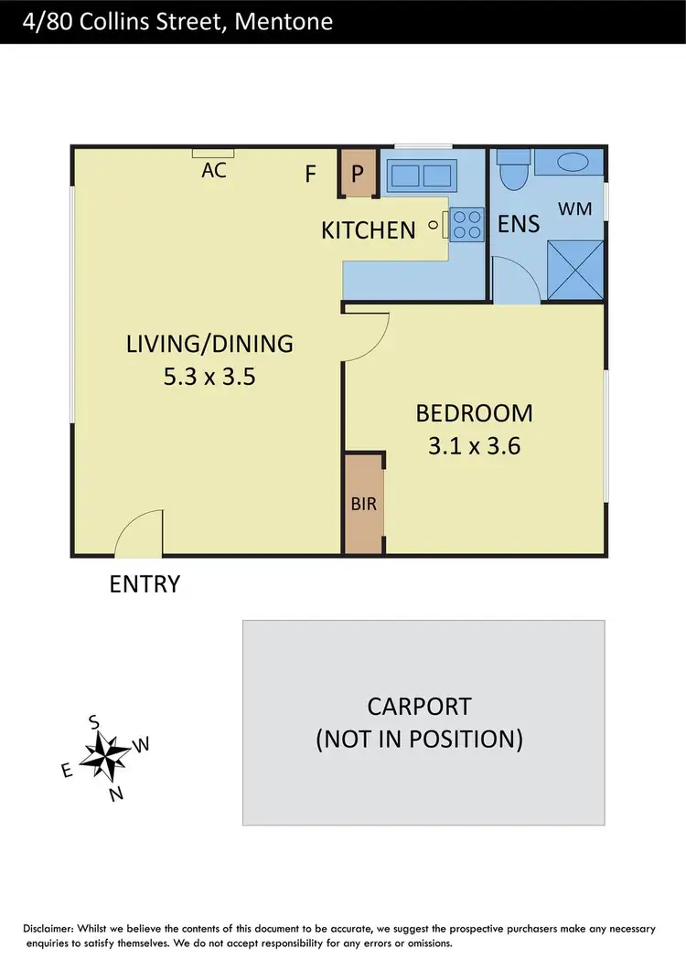 Floorplan of Homely unit listing, 4/80 Collins Street, Mentone VIC 3194