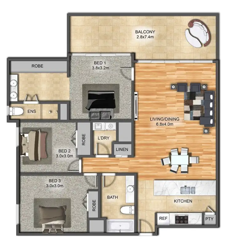 Floorplan of Homely apartment listing, 323/30 Macrossan Street, Brisbane QLD 4000