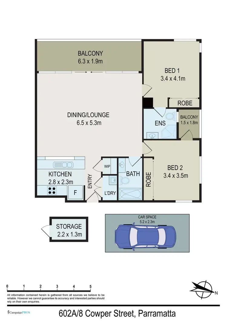 Floorplan of Homely apartment listing, 602a/8 Cowper Street, Parramatta NSW 2150