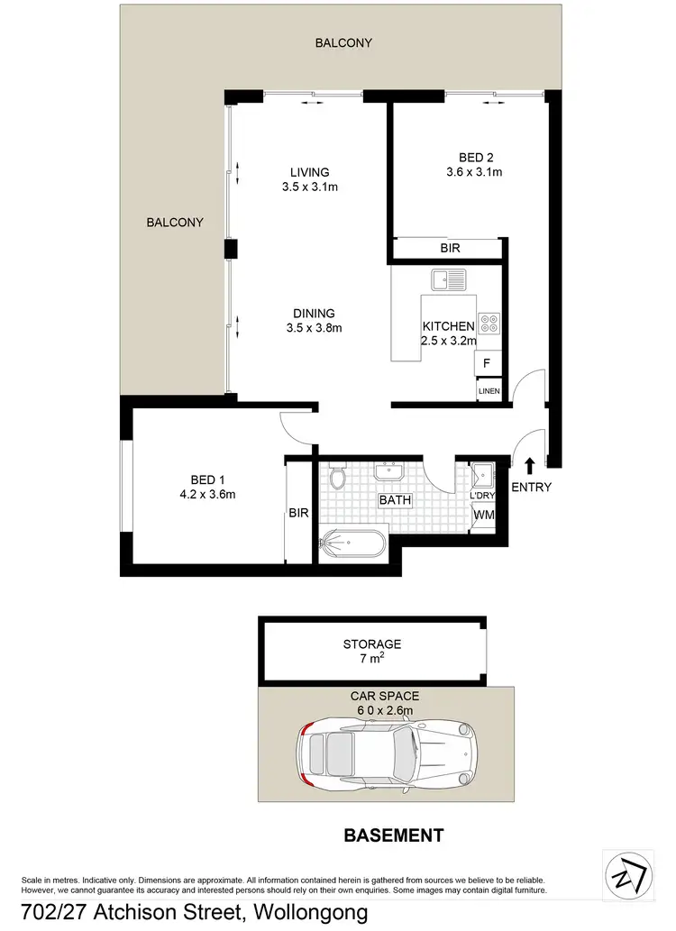 Floorplan of Homely apartment listing, 702/27 Atchison Street, Wollongong NSW 2500