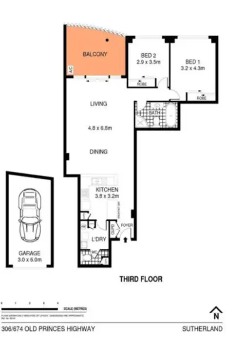 Floorplan of Homely unit listing, 306/674-678 Old Princes Highway, Sutherland NSW 2232