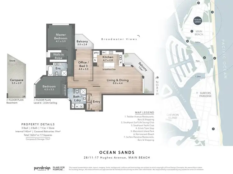 Floorplan of Homely apartment listing, 28/11-17 Hughes Avenue, Main Beach QLD 4217