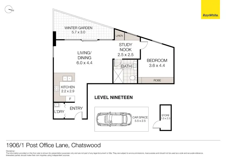 Floorplan of Homely unit listing, 1906/1 Post Office Lane, Chatswood NSW 2067